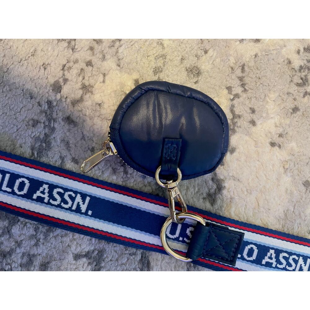 U.S. Polo Assn Navy Quilted Nylon Phone Crossbody Bag w Zipper Pouch - Picture 3 of 4